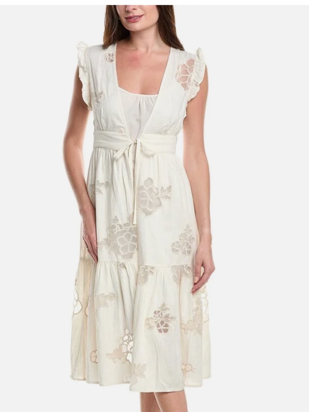 CAbi Linen-Blend Wrap Dress NWT